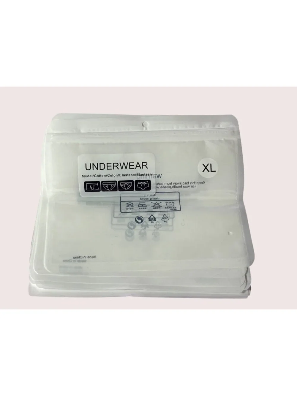 Lot of 20 Plastic Zip Seal Bags Printed With Wording  Underwear XL Cotton Resale